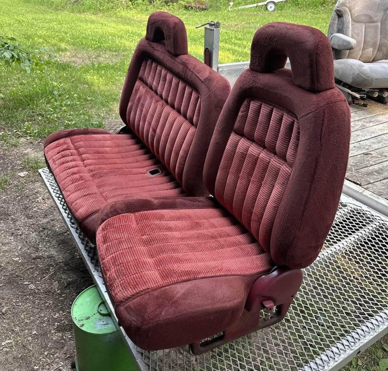 OEM Red/Burgundy Cloth 60/40 Split Bench Seat (88-94 Extended Cab Chevy/GMC)
