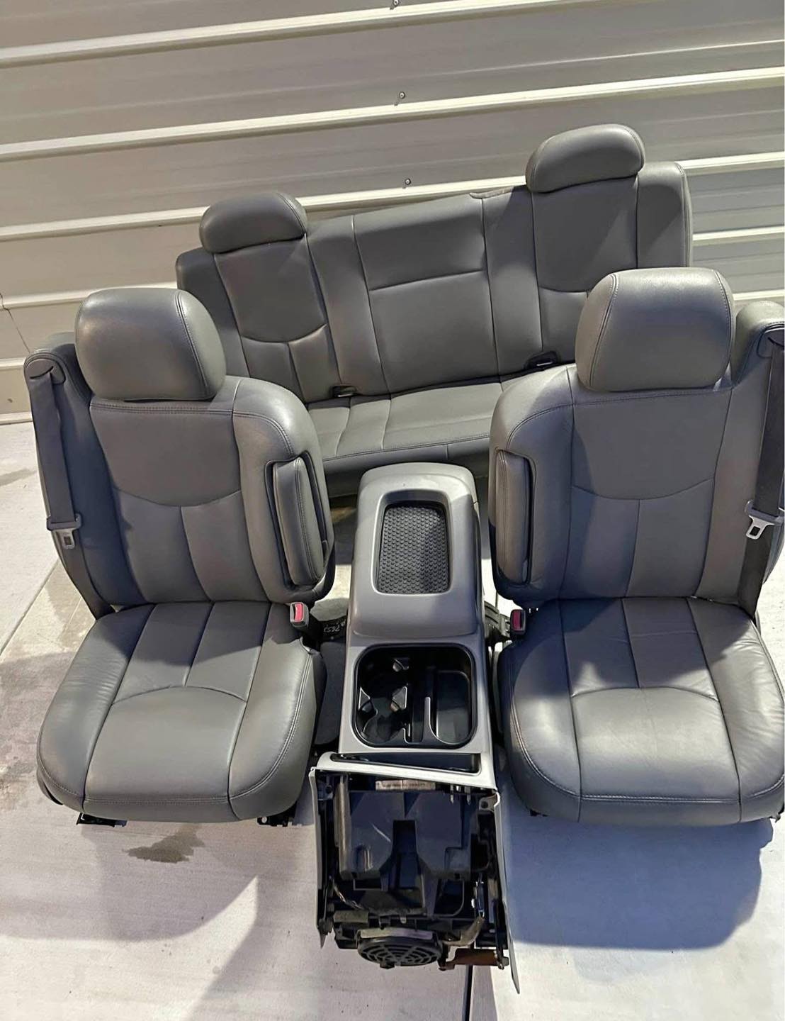 PREMIUM Full Gray Leather Interior Set (Heated/Power Buckets, Console, Rear Seat) - 99-06 Silverado/Sierra Extended Cab